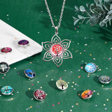 DIY Flat Round with Tree of Life Pendant Necklace Making Kit, Include Glass Buttons, Zinc Alloy Big Pendants Button, 304 Stainless Steel Chains Necklaces, Mixed Color, 14pcs/box