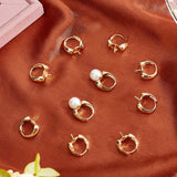 10Pcs Brass Hoop Earring Findings, for Half Drilled Bead, Ring, Cadmium Free & Nickel Free & Lead Free, Golden, 16x14x6.5mm, Pin: 1mm and 1mm(for half drilled beads)