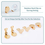 20Pcs Ion Plating(IP) 304 Stainless Steel Clip-on Earring Settings, Flat Round, Golden, 20x15x9mm, Hole: 2.5mm