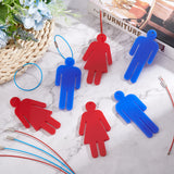 8Pcs Acrylic Gender Signs, 8Pcs Stainless Steel Keychain, for Bathroom, Toilet, Restroom, Mixed Color, Sign: 100~110x44~53x4.5~5mm, Hole: 3mm