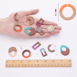 DIY Dangle Earring Making, with Resin & Wood Pendants, Brass Earring Hooks, Iron Jump Rings, Mixed Color, Pendants: 12pcs/set