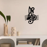 Iron Wall Signs, Metal Art Wall Decoration, for Living Room, Home, Office, Garden, Kitchen, Hotel, Balcony, Musical Note Pattern, 300x236x1mm, Hole: 5mm