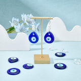 12Pcs 3 Style Handmade Lampwork Evil Eye Pendants, Flat Round & Teardrop with Evil Eye, Blue, 4pcs/style
