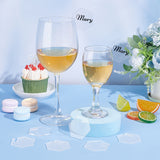 60Pcs Custom Mirror Acrylic Wine Glass Charms, Goblet Marker, Hexagon, Clear, 49x43x1.5mm, 60pcs