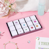 15Pcs Mini Square Acrylic Glass Window Boxes Sets, with Sponge Inside and Rectangle Storage Boxes, for Loose Diamond Storage, White, Square: 2.9x2.9x1.75cm, Rectangle: 17.9x10.9x2.5cm