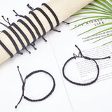 12Pcs Nylon Braided Cord Bracelets Set, Knot Adjustable Bracelets for Women, Black, Inner Diameter: 1-1/2~3-3/8 inch(3.7~8.5cm)