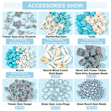 DIY Jewelry Making Finding Kits, Including Turtle & Mermaid & Dolphin & Starfish Alloy Pendants & Hangers, Synthetic Turquoise & Natural Shell & Glass Seed Beads, Brass Jump Rings, Mixed Color, 292Pcs/box