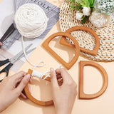 4Pcs Wood Bag Handle, Letter D Shape, with 1 Roll Cotton Cords, Twisted Cotton Rope, for Purse Accessories, Mixed Color, Wood Bag Handle: 4pcs/set