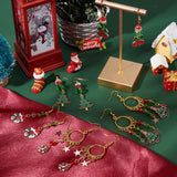 DIY Christmas Theme Earring Making Kits, including Alloy Links & Charms, Glass & Rhinestone Beads, Brass Pendants & Rings & Pins & Earring Hooks, Golden, 15x2mm, Hole: 9mm