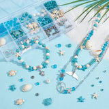 DIY Jewelry Making Finding Kit, Including Synthetic Turquoise & Glass Beads, Shell & Alloy Links Connectors, Alloy Beads & Pendants & Tube Bails, Turtle & Whale Tail & Starfish, Mixed Color, 466Pcs/box