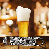 201 Stainless Steel Bottle Opener, with PU Leather Cord, Rectangle, Skull, 178x38x2mm