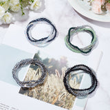 4 Sets 4 Color Sparkling Glass Beaded Stretch Bracelets Set, Stackable Bracelets, Mixed Color, Inner Diameter: 2-1/4 inch(5.6cm), 4Pcs/set, 1 Set/color