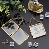 Wall Hanging Iron Double Folding Picture Frames, Glass Family Photo Frame, for Home Decoration, Square, Brushed Antique Bronze, 105mm