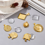 DIY Pendant Making, with Alloy Pendant Cabochon Settings and Clear Glass Cabochons, Mixed Shape, Golden, 25x25x5mm