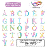 52Pcs 26 Styles Vacuum Plating  304 Stainless Steel Charms, Laser Cut, Alphabet, Letter A~Z, 2pcs/style