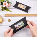 Kraft Paper Pillow Candy Box, with Clear Window, for Wedding Favors Baby Shower Birthday Party Supplies, Black, 18.5x7.8x0.8cm, Fold: 16x7.5x2.7cm