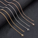 Unisex Casual Style 304 Stainless Steel Curb Chain Necklaces, with Lobster Claw Clasps, Mixed Color, 19.7 inch(50cm), 6pcs/box