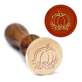 Wax Seal Stamp Set, Golden Tone Brass Sealing Wax Stamp Head, with Wood Handle, for Envelopes Invitations, Gift Card, Pumpkin, 83x22mm, Stamp: 25x14.5mm