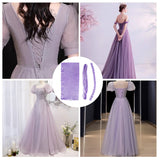Women's Wedding Dress Zipper Replacement, Adjustable Fit Satin Corset Back Kit, Lace-up Formal Prom Dress, Lilac, 4000x14.5x2.3mm