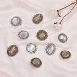 DIY Brooch Making, Alloy Brooch Cabochon Bezel Settings with Clear Glass Cabochons, Antique Bronze & Antique Silver, 25x18x5mm, Cabochon Bezel Setting: 10pcs/set, Glass Cabochons: 10pcs/set