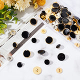 CCB Style Plastic Shank Buttons, with Black Enamel, Flat Round, Mixed Color, 15x7.5~8mm, 21.5x8mm, 80pcs/box
