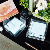 2 Sets 2 Style Acrylic Sticky Note Holder, Notepad Holder, Square, Clear, Finished Product: 94.5x94.5x43mm & 94x94x34mm, 1 set/style