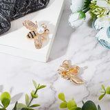 2Pcs Bee Alloy Brooch with Resin Pearl, Exquisite Rhinestone Insect Lapel Pin for Girl Women, Golden, 29x40x12.5mm, Pin: 0.8mm