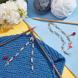 Glass & Acrylic Beaded Knitting Row Counter Chains, with Alloy Enamel Pendants, Flamingo Shape, Mixed Color, 29.5~34cm, 2pcs/set