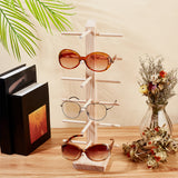 Wooden Eyeglasses Display Stands, 6 Sunglasses Showing Holder, for Business, Home, Bisque, Finished Product: 17.2x95x430mm