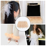Fashion Ostrich Feather Trimming, with Cloth Band, Ornament Accessories, Coconut Brown, 76~104x1mm