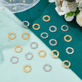 60Pcs 2 Colors 304 Stainless Steel Connector Charms, Pleated Ring, Golden & Stainless Steel Color, 15x1mm, Hole: 1.4mm, 30pcs/color