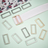 15Pcs 3 Colors Alloy Buckles, Garment Accessories, Rectangle, Mixed Color, 17.5x35.5x1.5mm, 5pcs/color