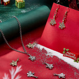 8Pcs 2 Colors Brass Micro Pave Colorful Cubic Zirconia Pendants, Christmas Tree with Christmas Reindeer, Platinum & Golden, 21.5x15.5x3.5mm, Hole: 3.5mm, 4pcs/color