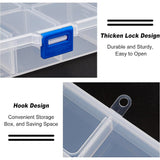 Plastic Storage Case, 36 Grids, with Removable Dividers, for Small Parts, Hardware and Craft, Rectangle, Clear, 36.5x20.3x3cm