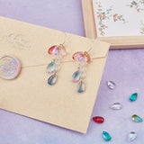 100Pcs Transparent Glass Charms, Dyed & Heated, Teardrop, Mixed Color, 13.5x8x6.5mm, Hole: 1.2mm