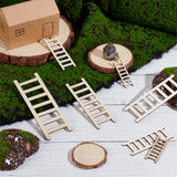 40Pcs 4 Style Unfinished Wooden Mini Ladders, for Dollhouse, BurlyWood, 60~150x19.5~49.5x2mm, 10pcs/style