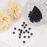 Pearlized Glass Pearl Round Beads, Dyed, Black, 8mm, Hole: 1.2~1.5mm, about 200pcs/box