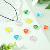 Valentines Day  Handmade Lampwork Pendants, Inner Flower, Heart, Mixed Color, 25x18mm, Hole: 6mm, 10pcs/box