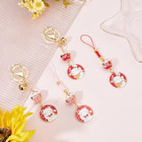 4Pcs 4 Style Porcelain Lucky Cat Pendant Decorations & Keychains, Alloy Enamel Feng Shui Hanging Ornament for Wealth & Success, Mixed Color, 125~129mm, 1pc/style