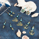 202Pcs DIY Retro Ocean Style Earring Making Kits, Including Alloy Beads & Pendants & Bead Caps, Synthetic Turquoise, Freshwater Shell Pendants, Brass Earring Hooks, Iron Findings, Antique Bronze & Blue Patina