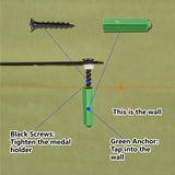 Fashion Iron Medal Hanger Holder, Display Wall Rack, with Screws, Badminton Pattern, 150x400mm, Hole: 5mm