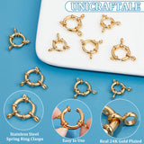 9Pcs 3 Styles Ion Plating(IP) 304 Stainless Steel Spring Ring Clasps, Ring, Real 24K Gold Plated, 12.5~23x4mm, Hole: 2.5mm, 3pcs/style