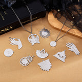 201 Stainless Steel Pendants, Laser Cut, Mixed Shapes, Stainless Steel Color, 48.5x27x1mm, Hole: 1.4mm, 10pcs/box
