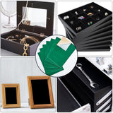 8Pcs Jewelry Flocking Cloth, Polyester, Self-adhesive Fabric, Rectangle, Dark Green, 29.5x20x0.07cm