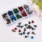 Resin Doll Eyes with Washers, Craft Safety Eyes, for Crochet Toy and Stuffed Animals, Round, Mixed Color, 16x10mm, Pin: 3mm, 100pcs/box
