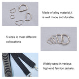 Iron D Rings, Buckle Clasps, For Webbing, Strapping Bags, Garment Accessories, Platinum, 17.5x13x2mm, 40pcs, 23x15x2mm, 40pcs, 29x17x2mm, 20pcs, 20.5x30.5x2.7mm, 20pcs, 33x28x4mm, 20pcs