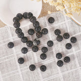 Natural Lava Rock Beads Strands, Dyed, Round, Black, 12mm, Hole: 1mm, about 60pcs/box