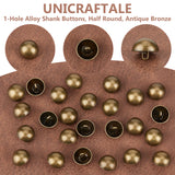 30Pcs 1-Hole Alloy Shank Buttons, Half Round, Antique Bronze, 15x12mm, Hole: 2mm