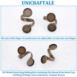 DIY Blank Dome Ring Making Kits, Including Flat Round Brass Bezel Cup Cuff Ring Settings, Glass Cabochons, Antique Bronze, 40Pcs/box