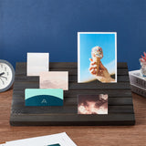 7-Slot Wooden Place Card Display Stands, for Postcards, Earring Display Cards Holder, Dyed & Heated, Rectangle, Black, 29x19x2cm, about 3pcs/set